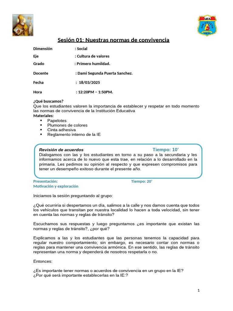 Normas de Convivencia en la IE | PDF | Comportamiento | Psicología Social