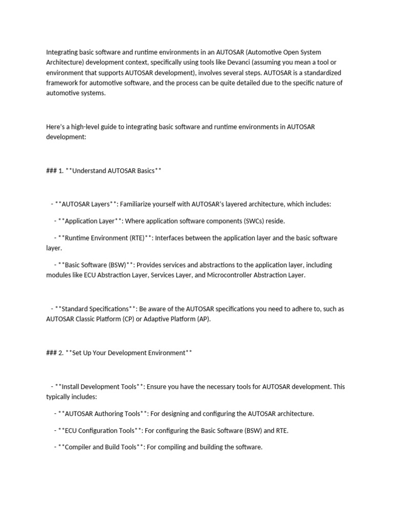 Integrating AUTOSAR Basic Software | PDF | Systems Engineering ...