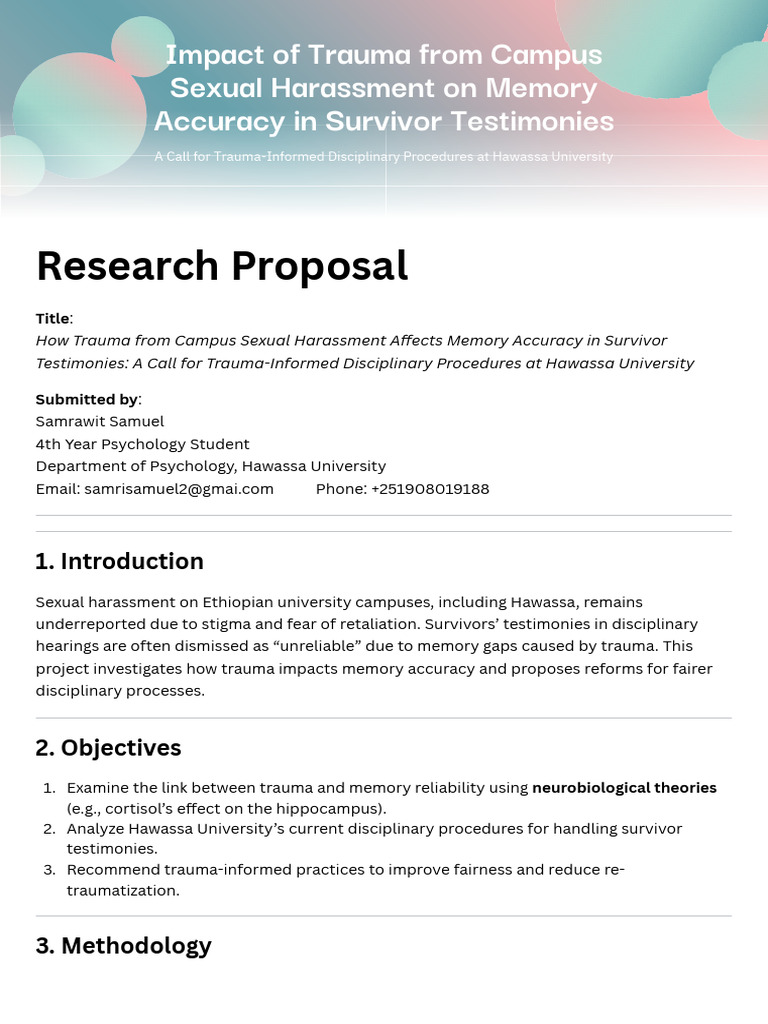 Impact of Trauma of Sexual Harassment On Memory Accuracy | PDF ...