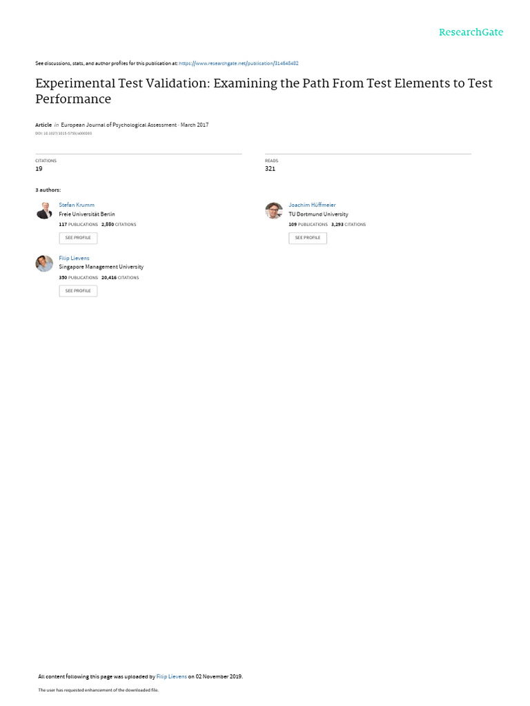 ExperimentalTestValidation Fullpaper | PDF | Validity (Statistics ...
