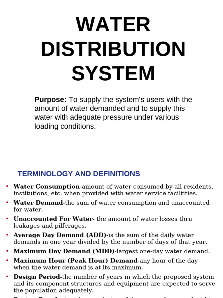 Water Distribution System Overview | PDF | Water | Pump