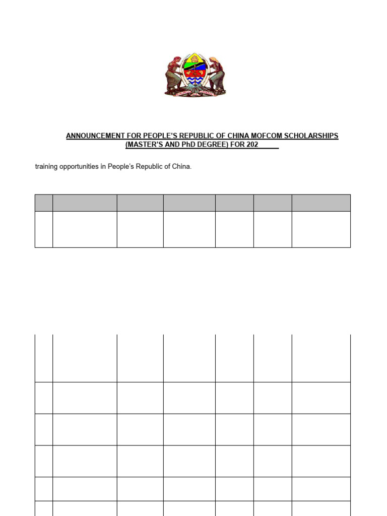 MOFCOM Scholarships for 2025/2026 | PDF