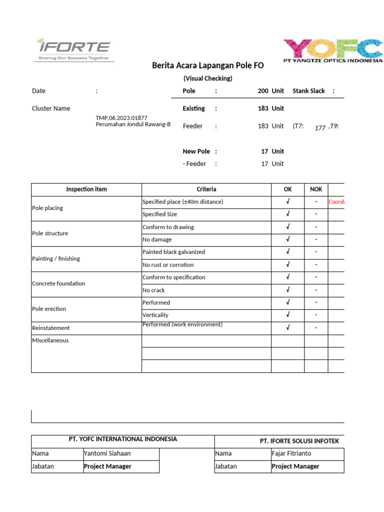 Visual Inspection Report for FO Poles | PDF | Corrosion
