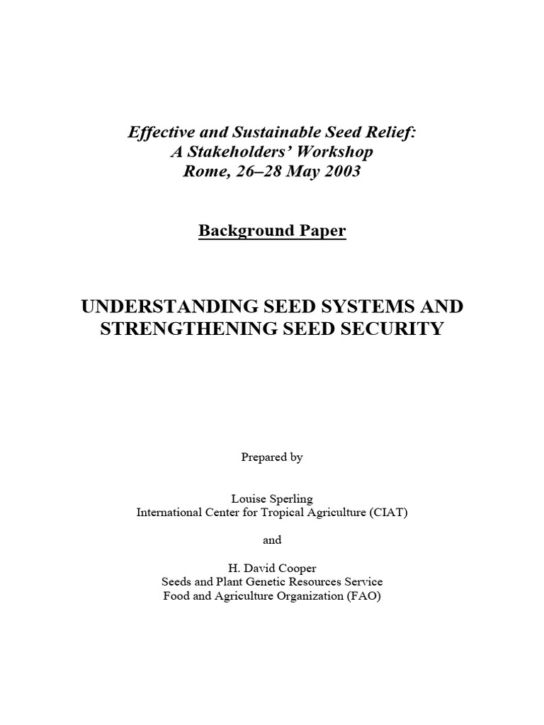 Understanding Seed Systems | PDF | Food And Agriculture Organization ...