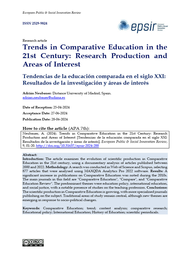 Trends in 21st Century Comparative Education | PDF | Cognition