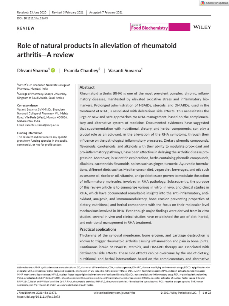 RA-Review Article-2021 | PDF | Rheumatoid Arthritis | Reactive Oxygen ...