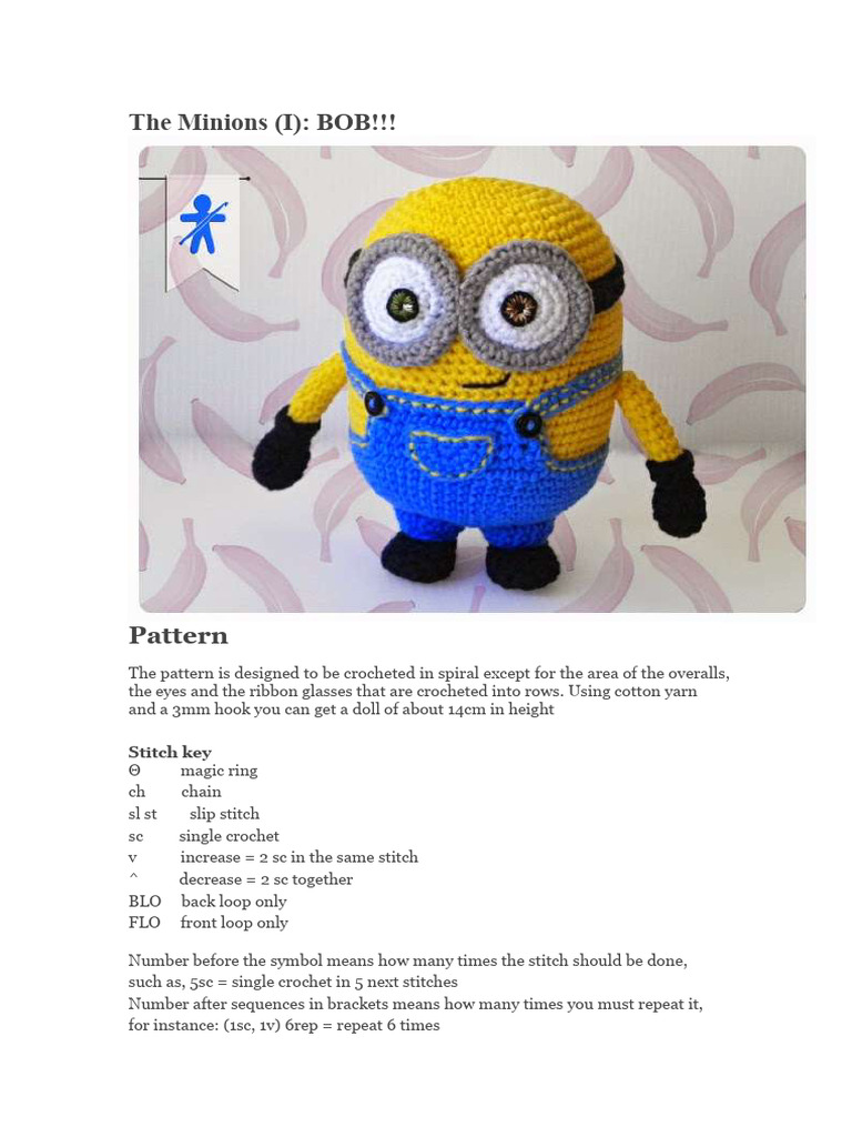 Minion Bob | PDF | Crochet | Handicrafts, image size:768x1024
