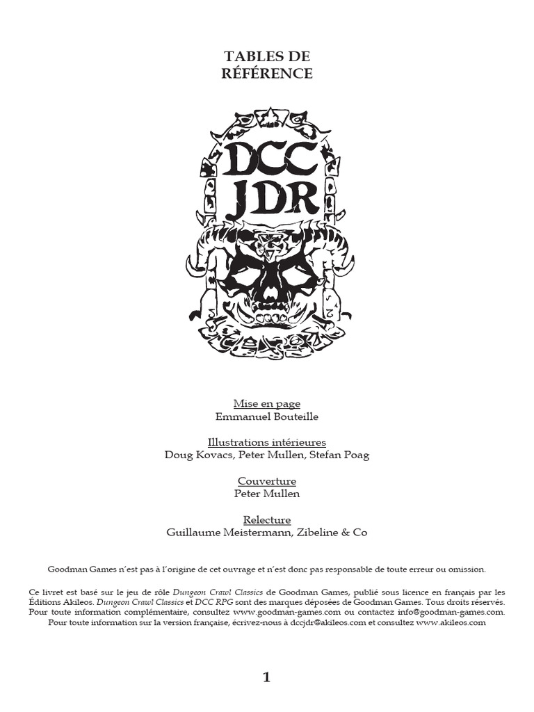 Tables de Référence pour DCC RPG | PDF