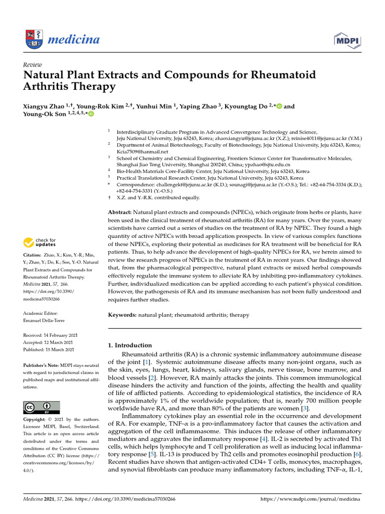 Natural Plant Extracts and Compounds For Rheumatoid | PDF ...