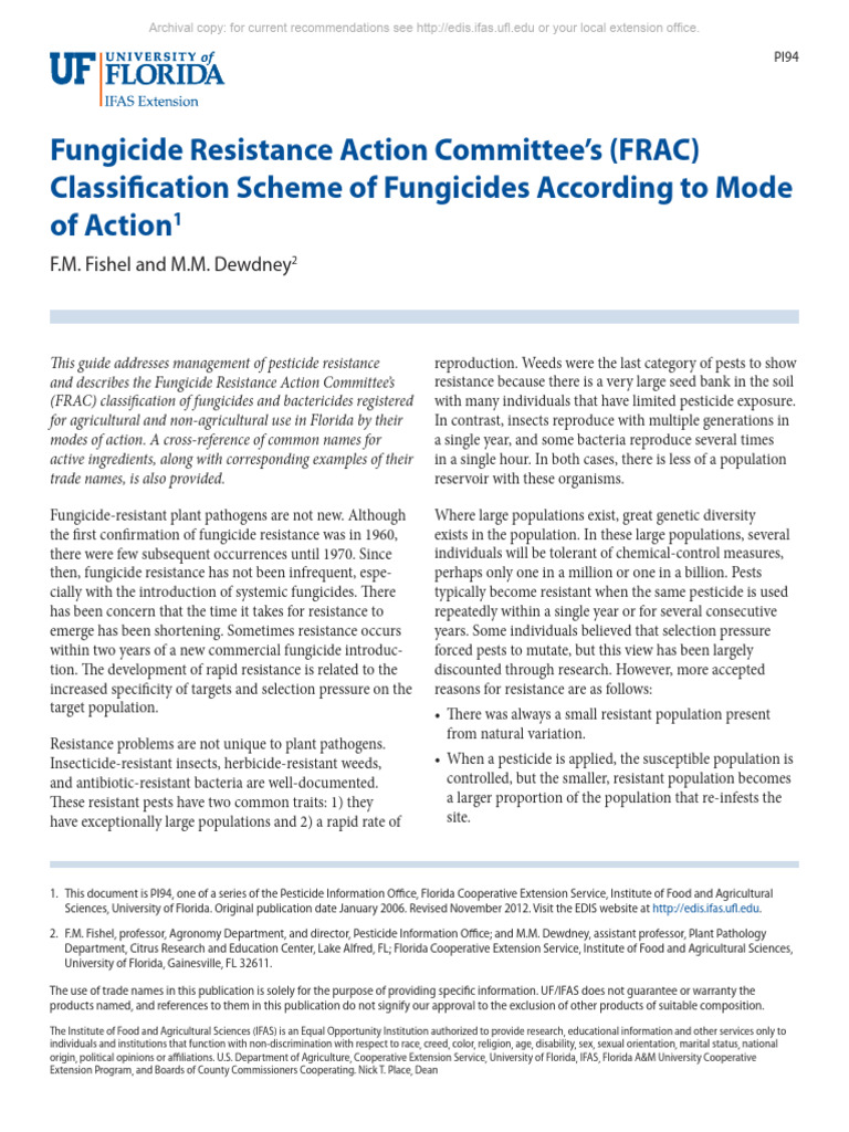 FRAC Fungicide Classification Guide | PDF | Fungicide | Biosynthesis