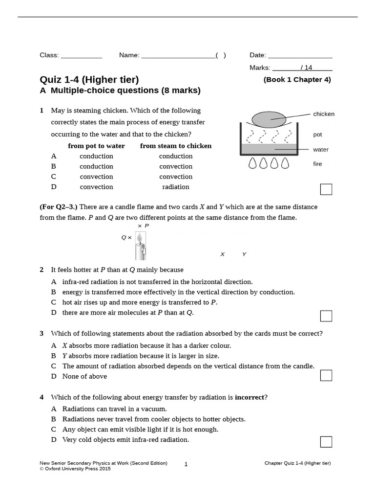 Physics Quiz on Heat Transfer Concepts | PDF | Heat | Radiation