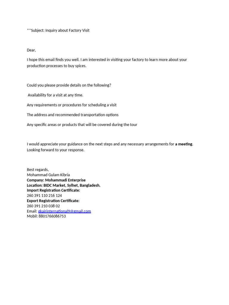 Company Visit | PDF