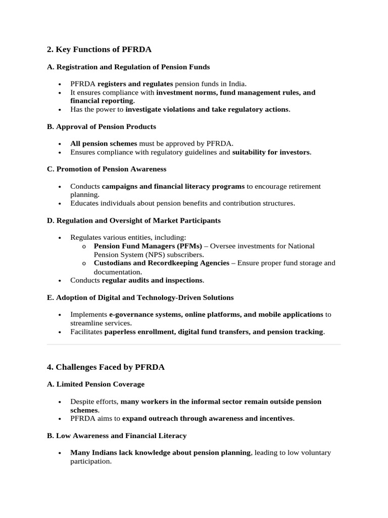 PFRDA Functions and Challenges Overview | PDF | Banks | Financial Risk
