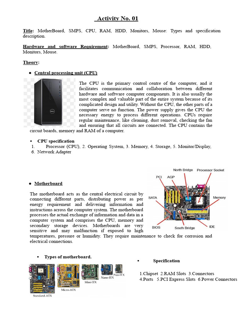 Computer Hardware Components Guide | PDF | Central Processing Unit ...