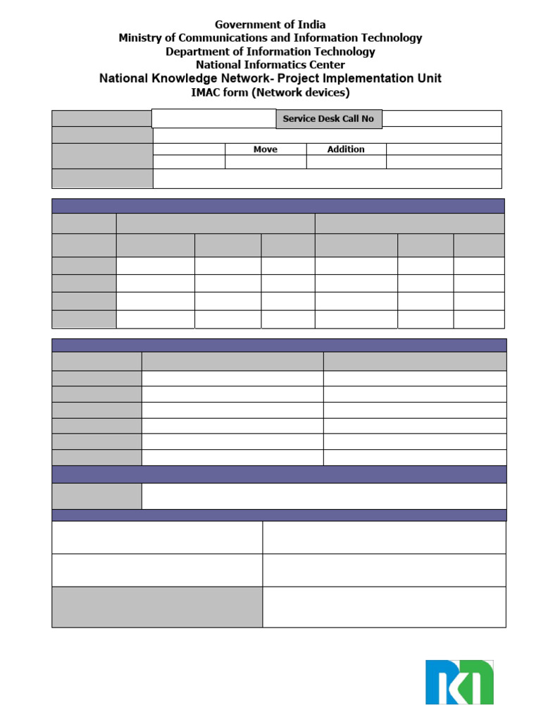 IMAC Form for Network Asset Management | PDF