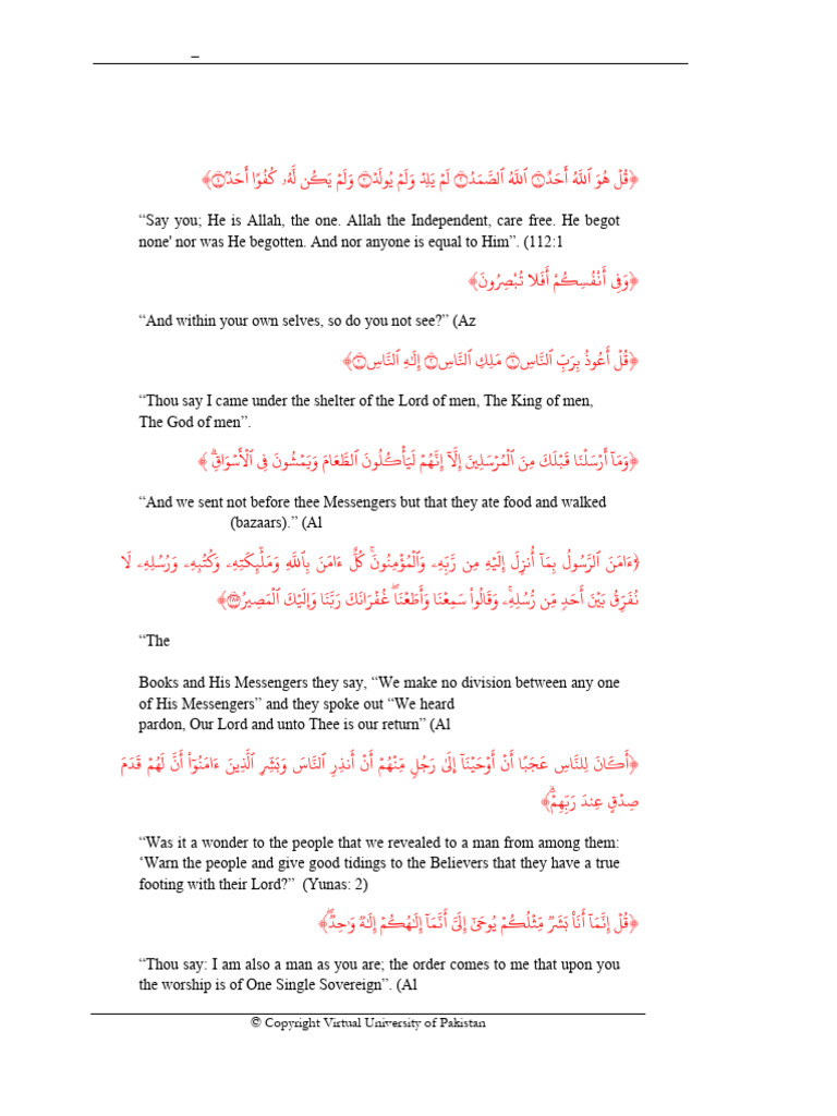 ISL201Handouts F 2 | PDF | God In Islam | Prophets And Messengers In Islam