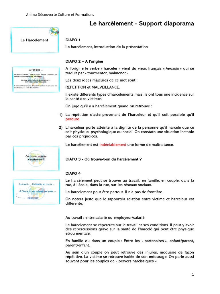 Comprendre le Harcèlement : Types et Impact | PDF | Harcèlement | La ...