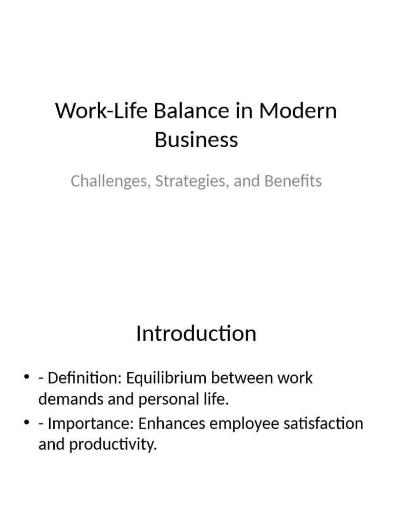 Work-Life Balance Strategies for Success | PDF | Work–Life Balance ...