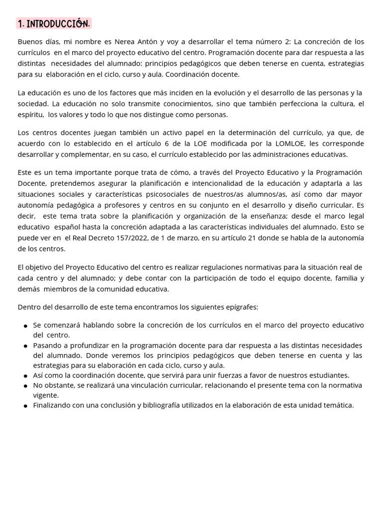 Tema 2 | PDF | Plan de estudios | Maestros