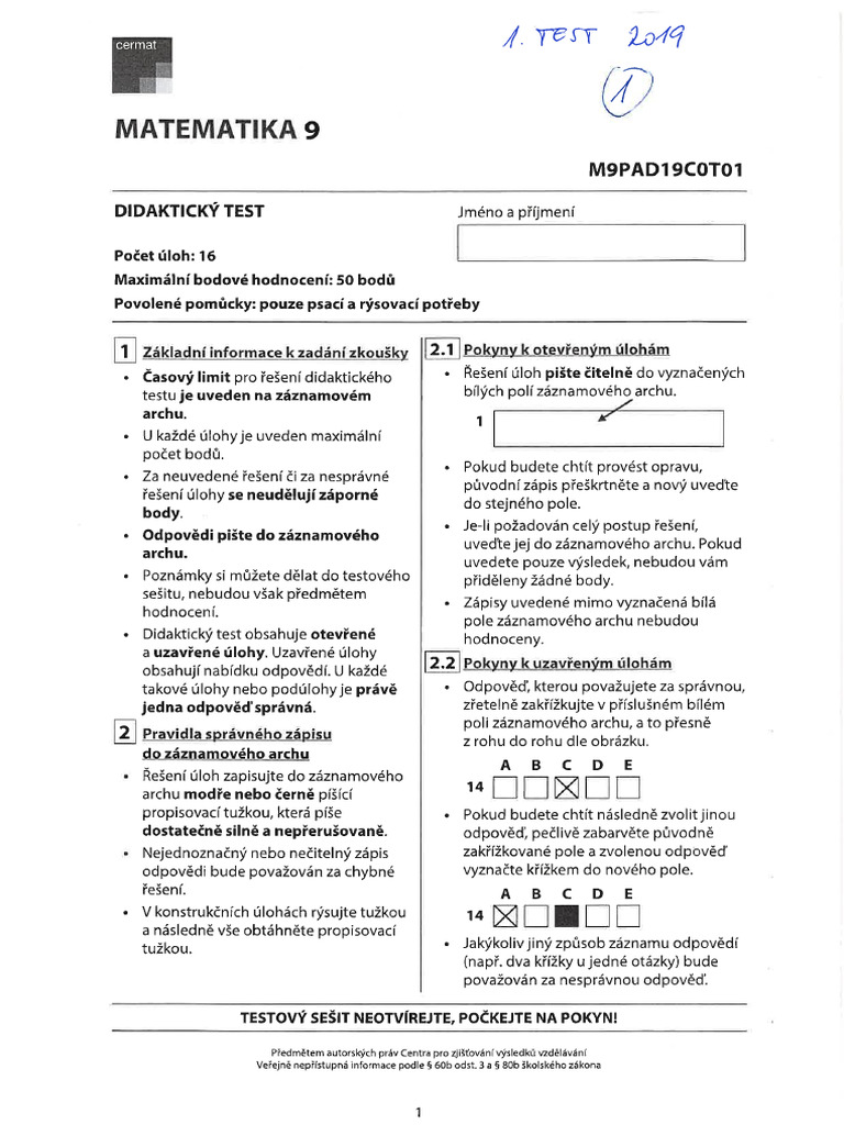 Test 2019 Reseni | PDF
