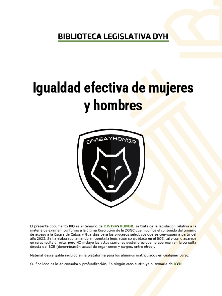 Igualdad de Género en la Legislación Española | PDF