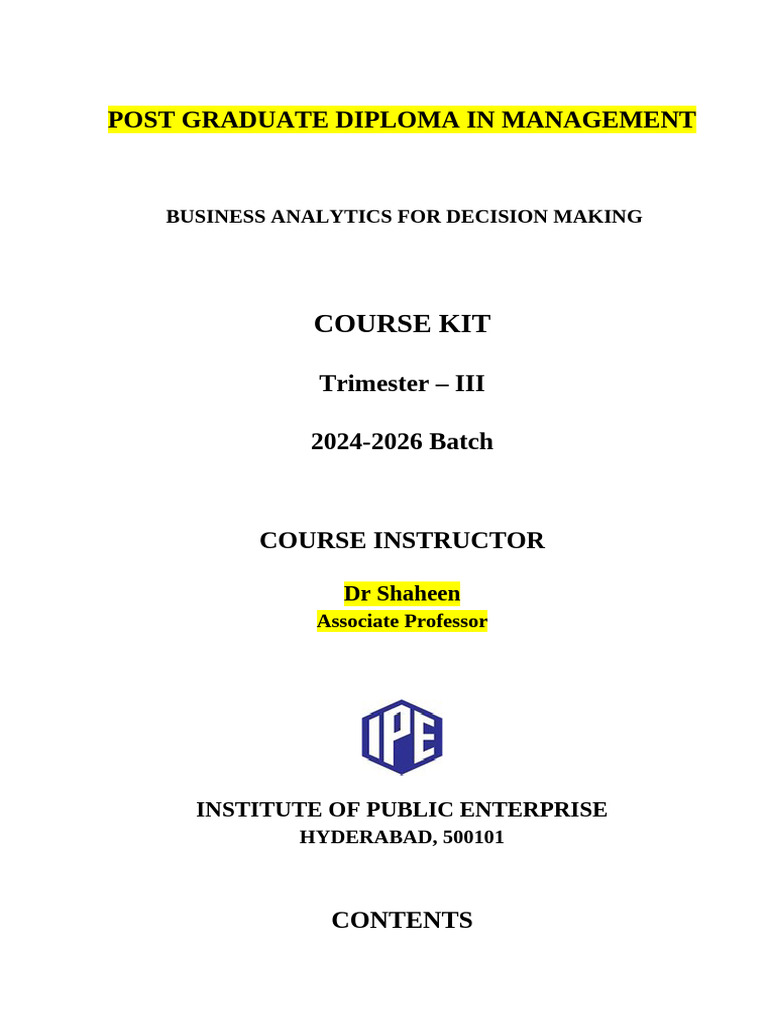 Business Analytics Course Overview | PDF | Statistical Classification ...