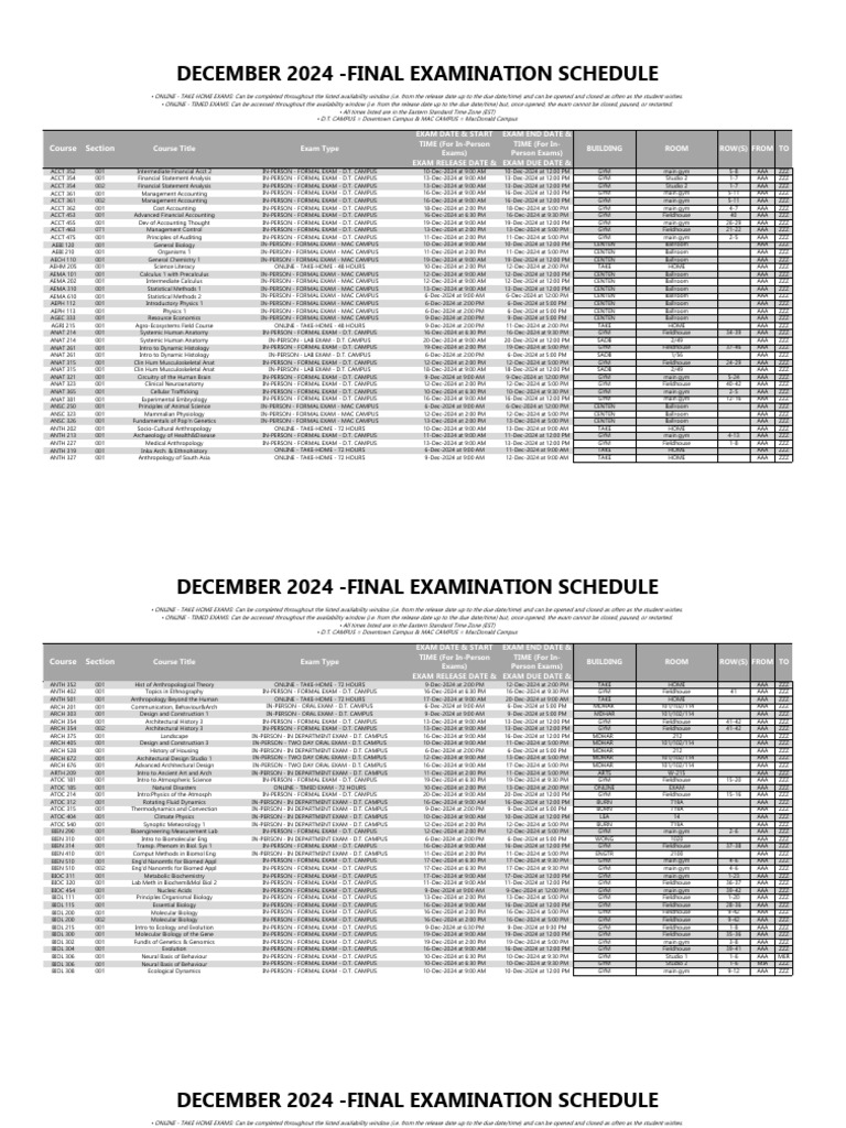 December 2024 Final Schedule With Room Locationsd18 0 | PDF | Physical ...