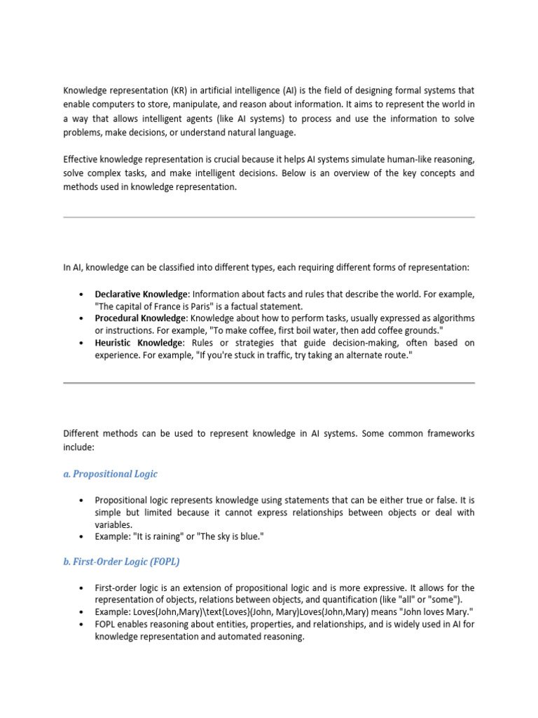 Knowledge Representation in AI | PDF | Knowledge Representation And ...