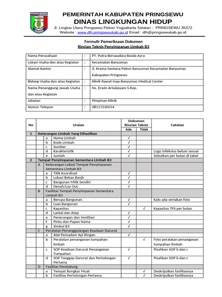 Rincian Teknis TPS Limbah B3 Pringsewu | PDF