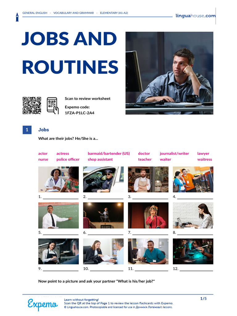 Jobs and Routines for Beginners | PDF | Human Communication | Linguistics