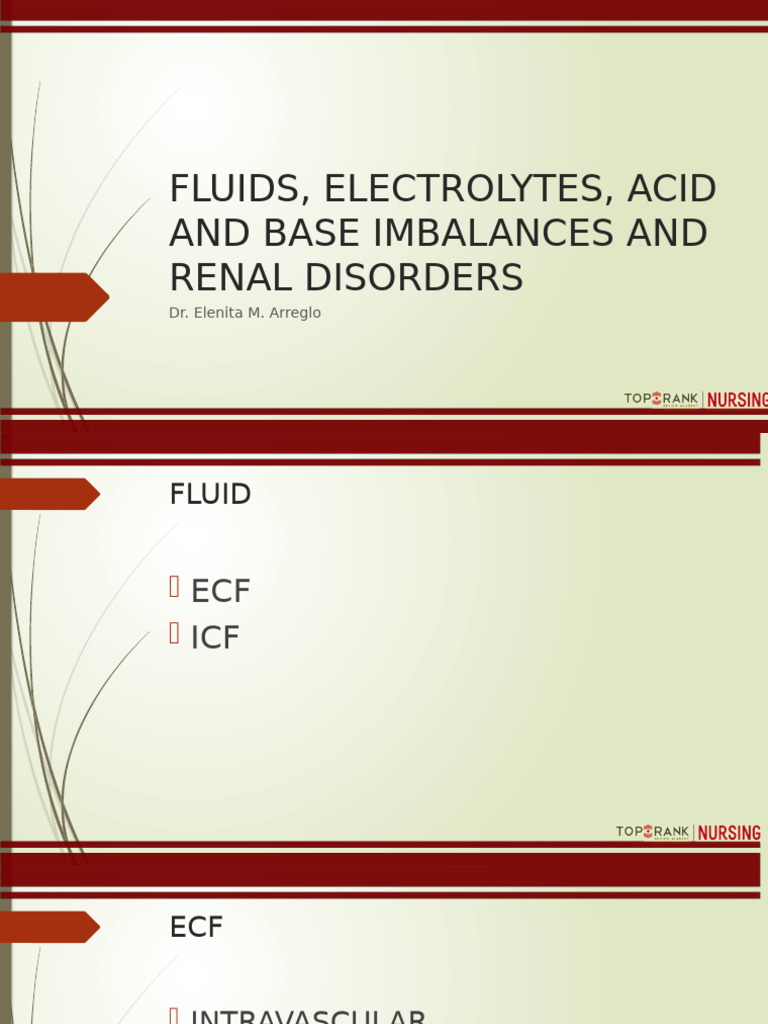 Fluid and Electrolyte Imbalances Guide | PDF | Kidney | Diseases And ...