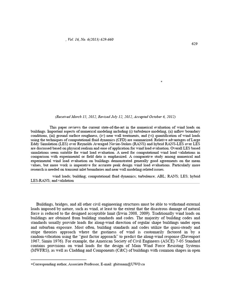 Computational Evaluation of Wind Loads o | PDF | Turbulence | Fluid ...