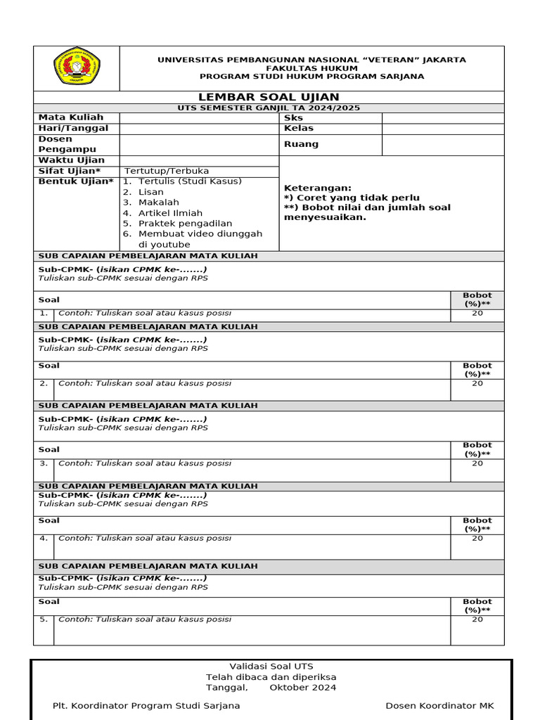 Format Soal OBE (ESSAY) | PDF