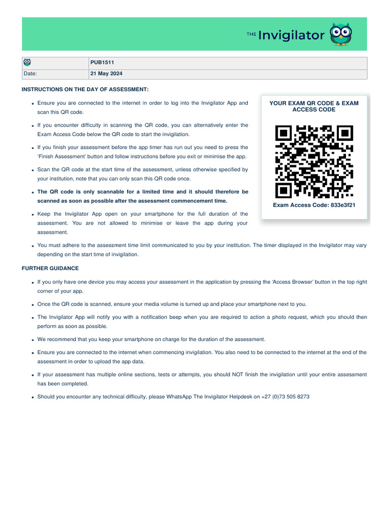 QR Code Scanning Instructions for Exams | PDF | Qr Code | Mobile App