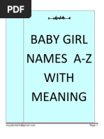 Baby Girl Names A-Z With Meaning