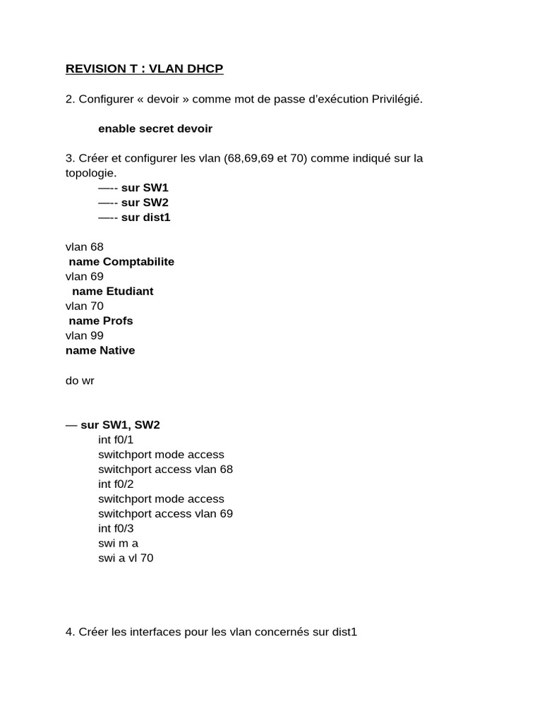 Configuration VLAN et DHCP sur Switches | PDF | Adresse IP | Standards ...