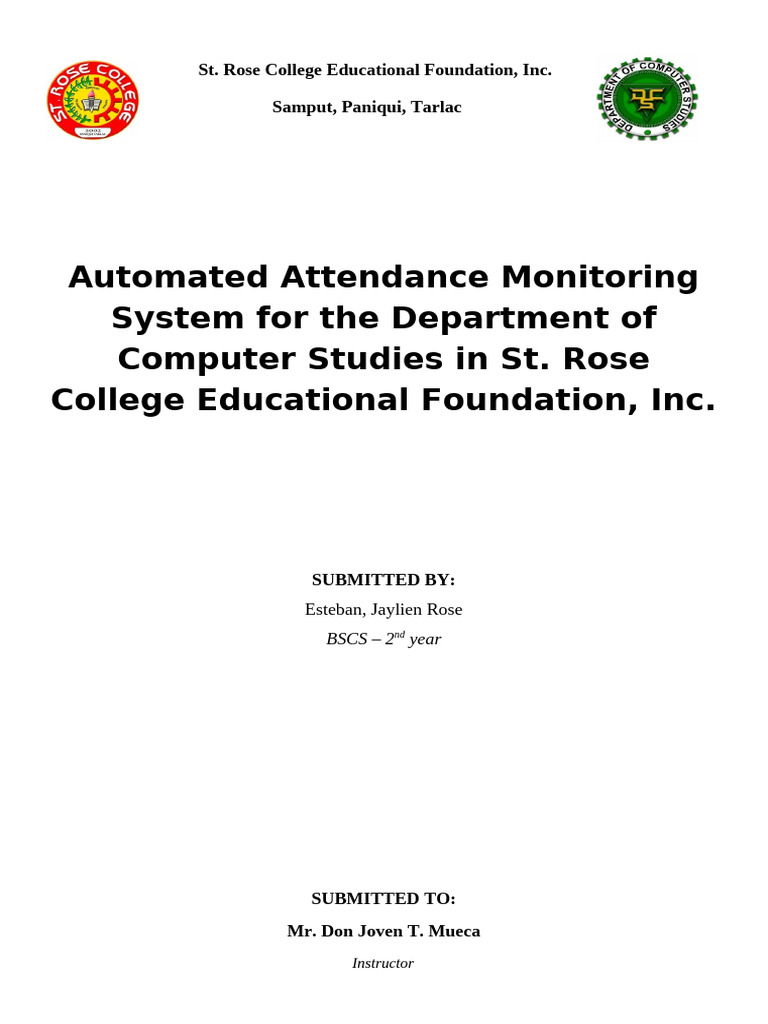 Automated Attendance System at St. Rose College | PDF | Automation ...