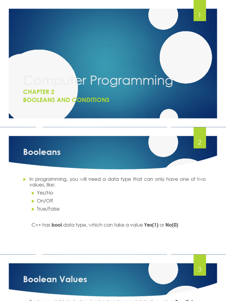 Lecture 4 Boolean and Conditions in C++ | PDF | Boolean Data Type ...