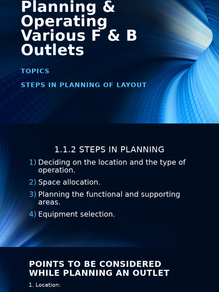 Planning F&B Outlet Operations | PDF | Tableware | Cutlery