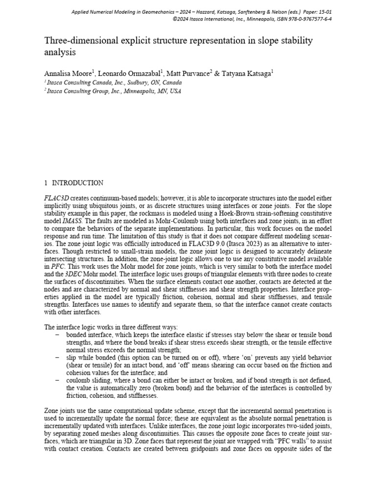 Slope Stability Modeling with FLAC3D | PDF | Stress (Mechanics) | Materials