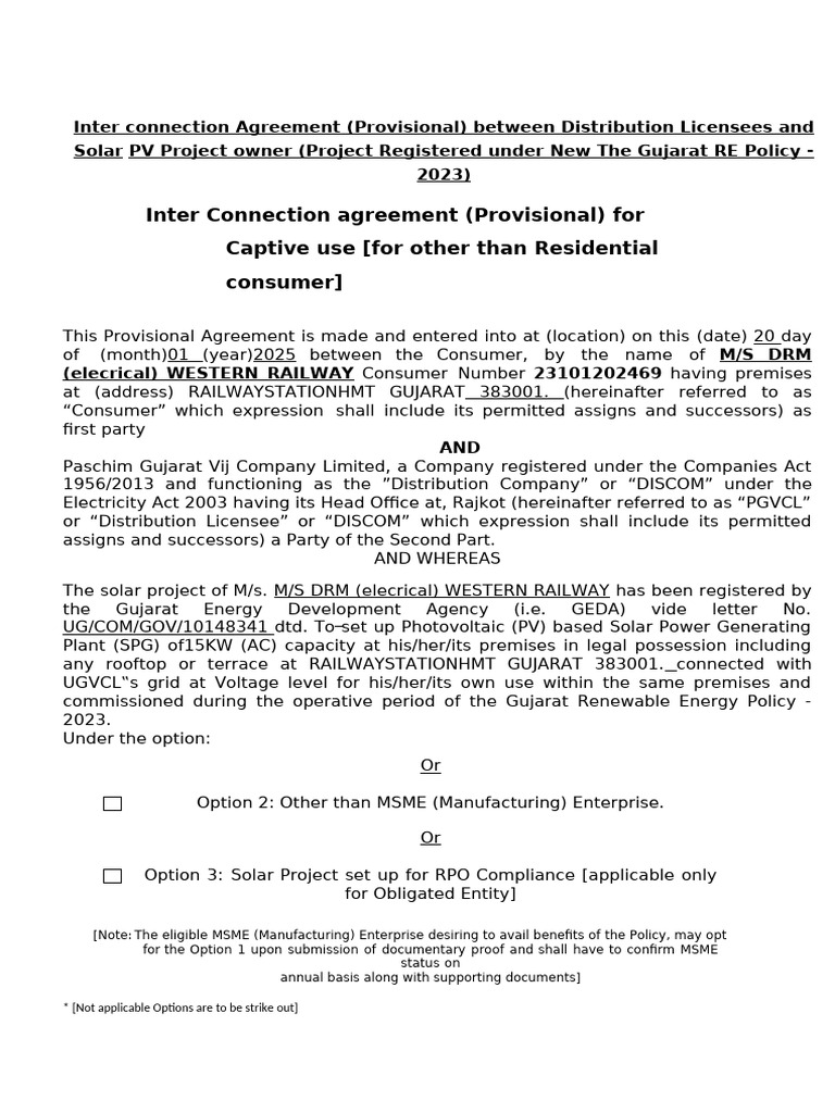 Provisional Solar Interconnection Agreement | PDF | Photovoltaic System ...