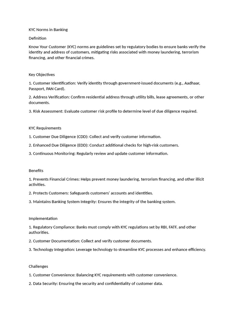 Understanding KYC Norms in Banking | PDF