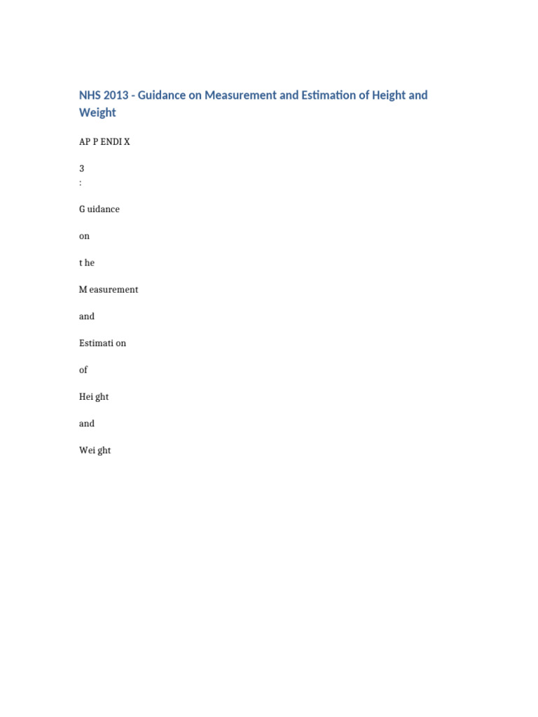 NHS 2013 Height Weight Guidance | PDF