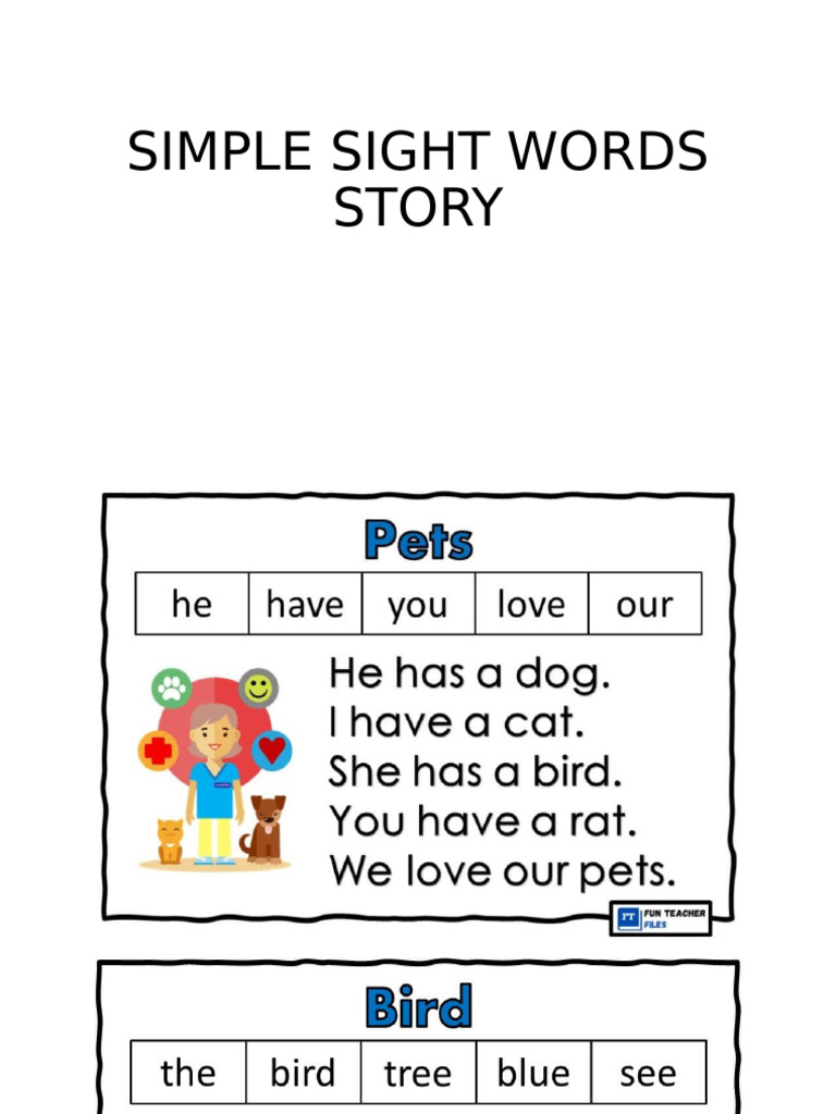 Simple Sight Words Story | PDF