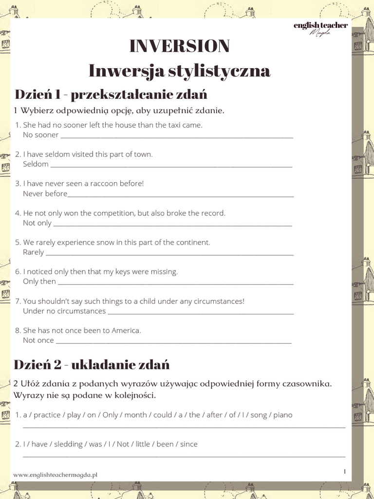 Inversion Practice in English | PDF
