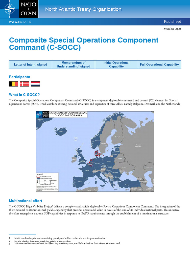 C-SOCC: Multinational SOF Command Structure | PDF | Nato | Military