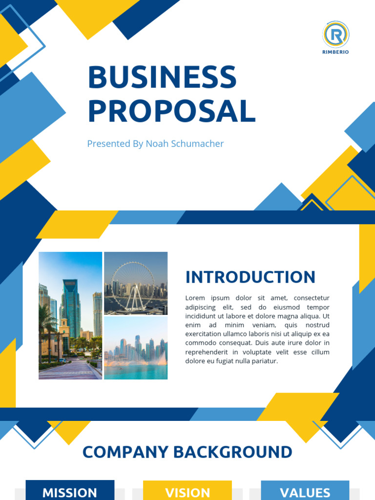 Blue Yellow Modern Geometric Business Proposal Presentation | PDF