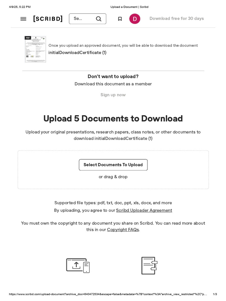 Upload 5 Documents To Download | PDF