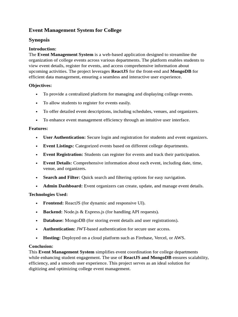 Event Management System | PDF