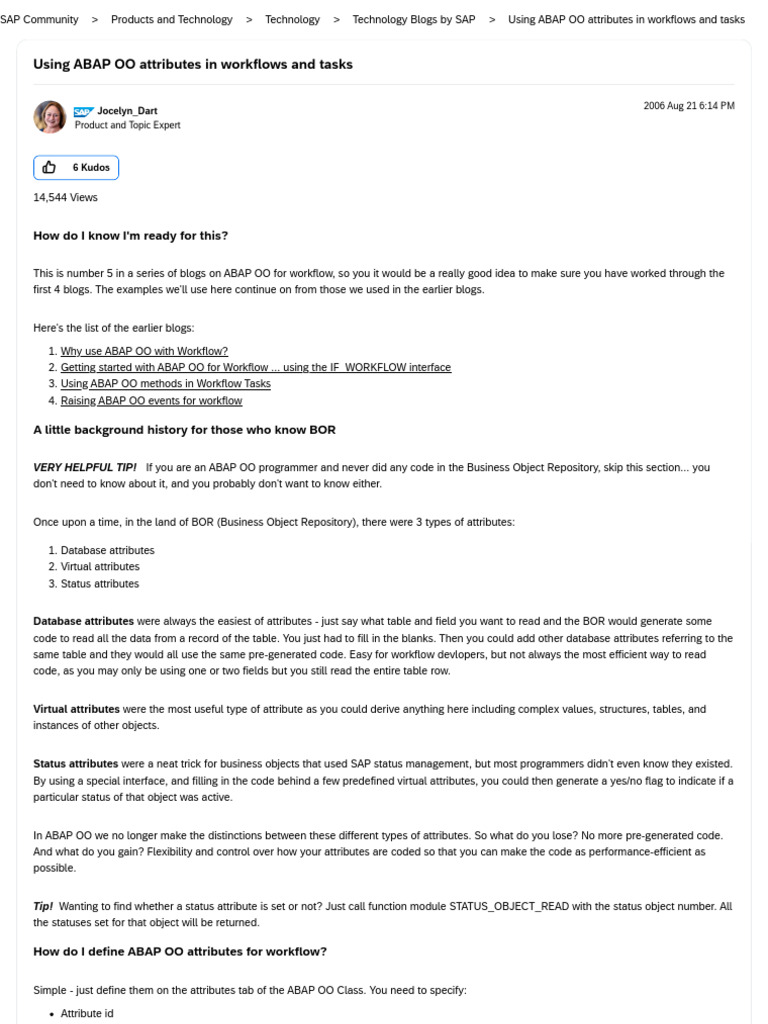 ABAP OO Attributes in Workflows | PDF | Inheritance (Object Oriented ...